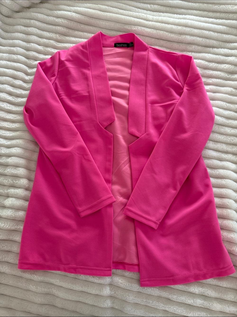 Boohoo Hot Pink Open Front Longline Blazer